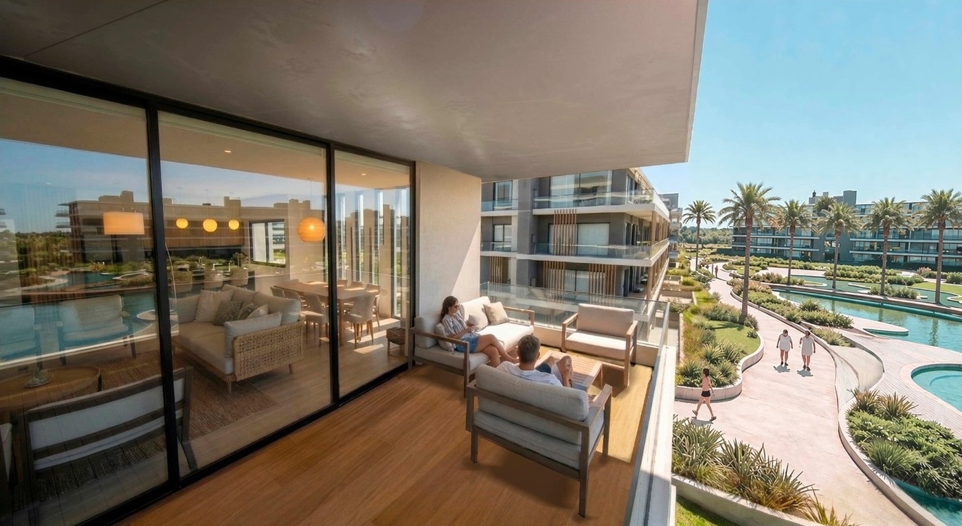 Terraza con living exterior en Hurlingham Park, con vista al parque